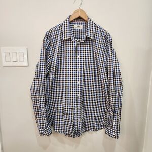 Moods Of Norway Shirt Mens XXL Blue Check Gingham Long Sleeve 100% Cotton